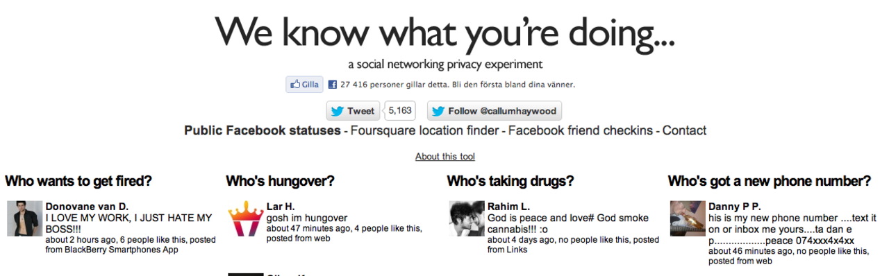 Sajt sprider dina osmarta Facebook-statusar