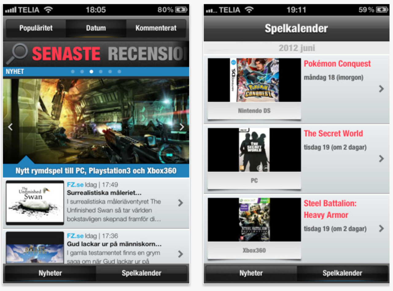 Spelnyheter i mobilen