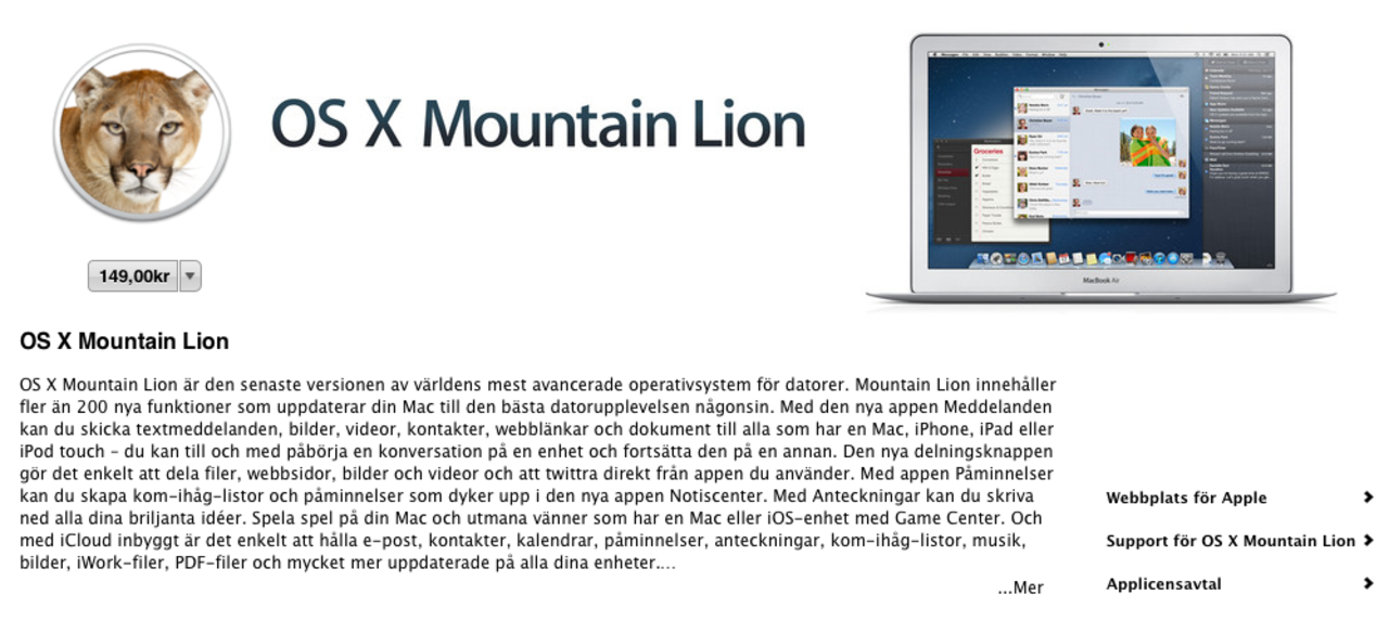Mountain Lion finns nu i App Store