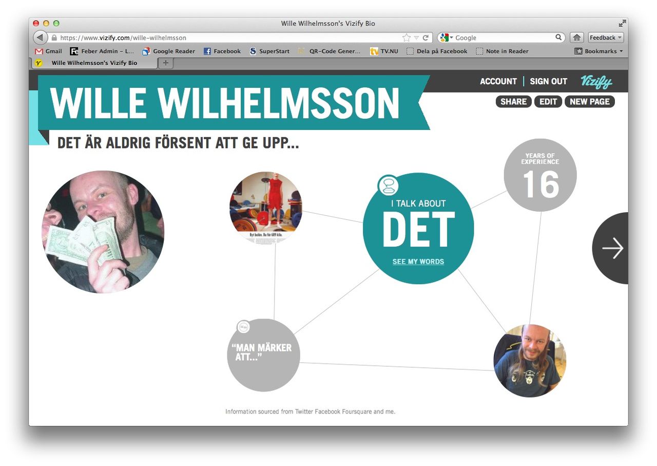 Gör en infographic om dig själv med Vizify