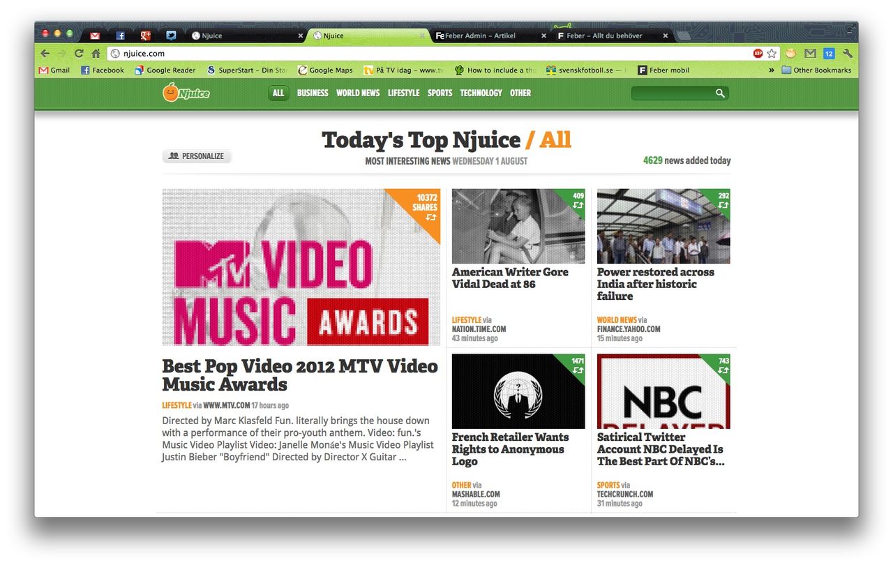Njuice aggregerar nyheter i realtid