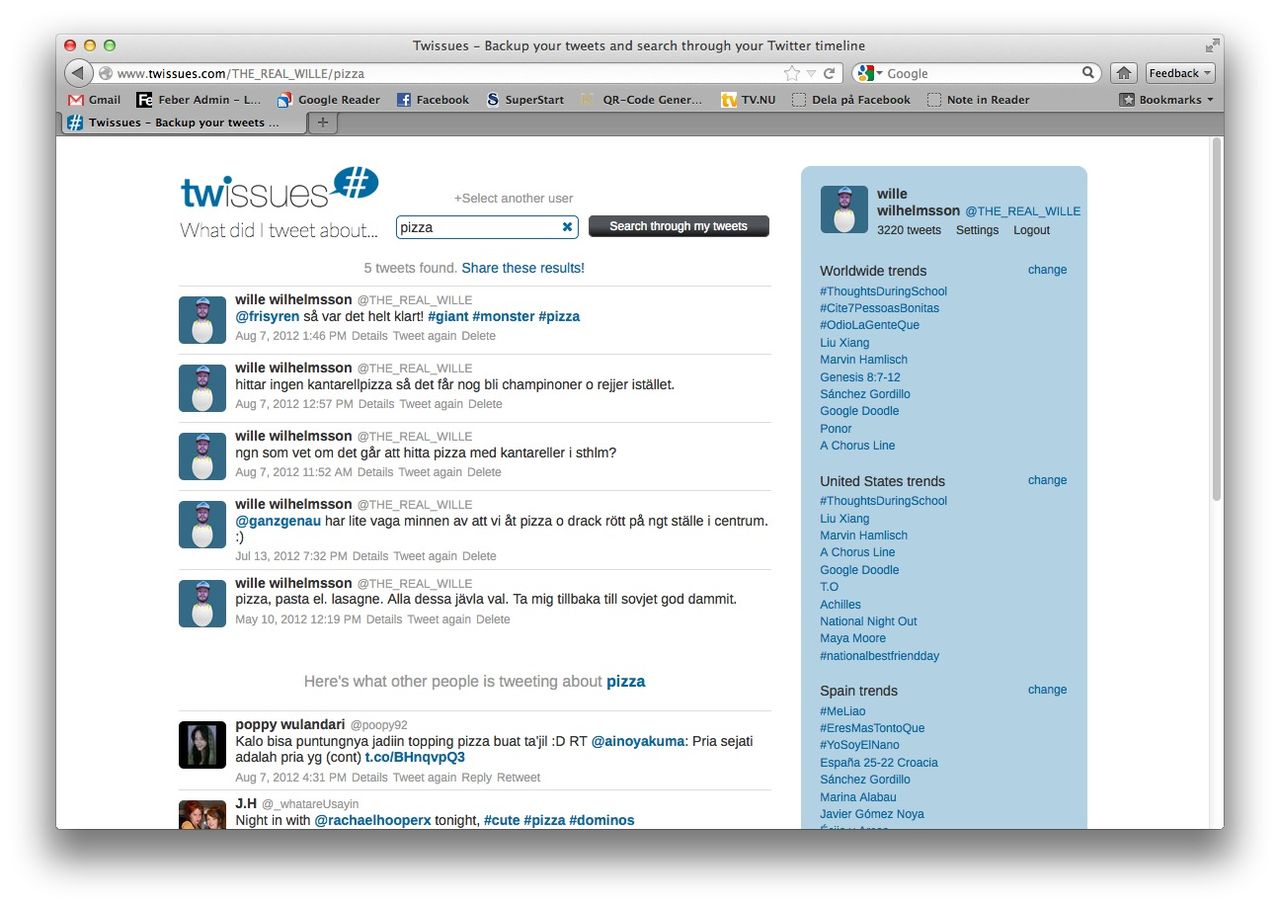 Lagra och sök igenom dina tweets med Twissues