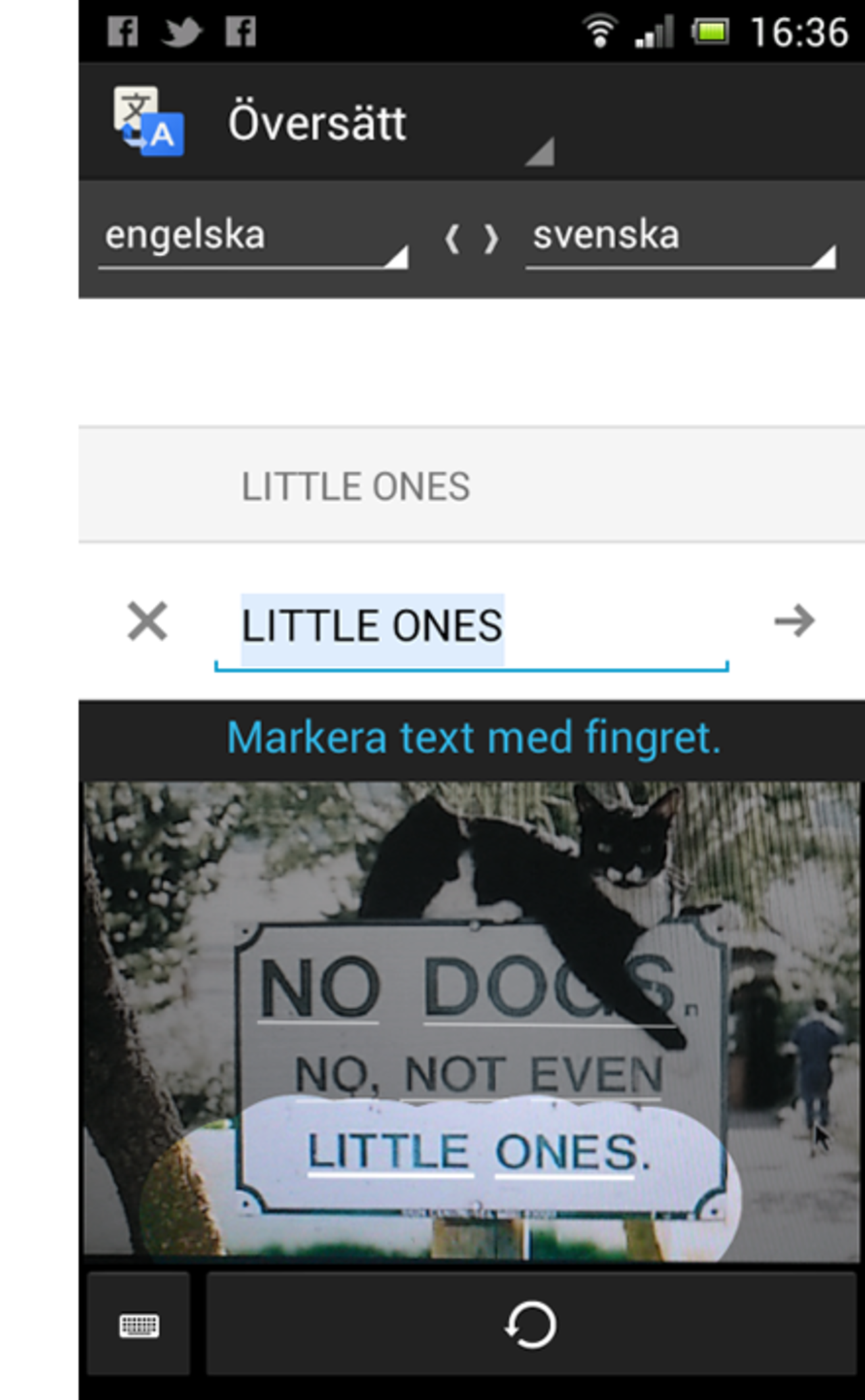 Google Translate översätter skyltar