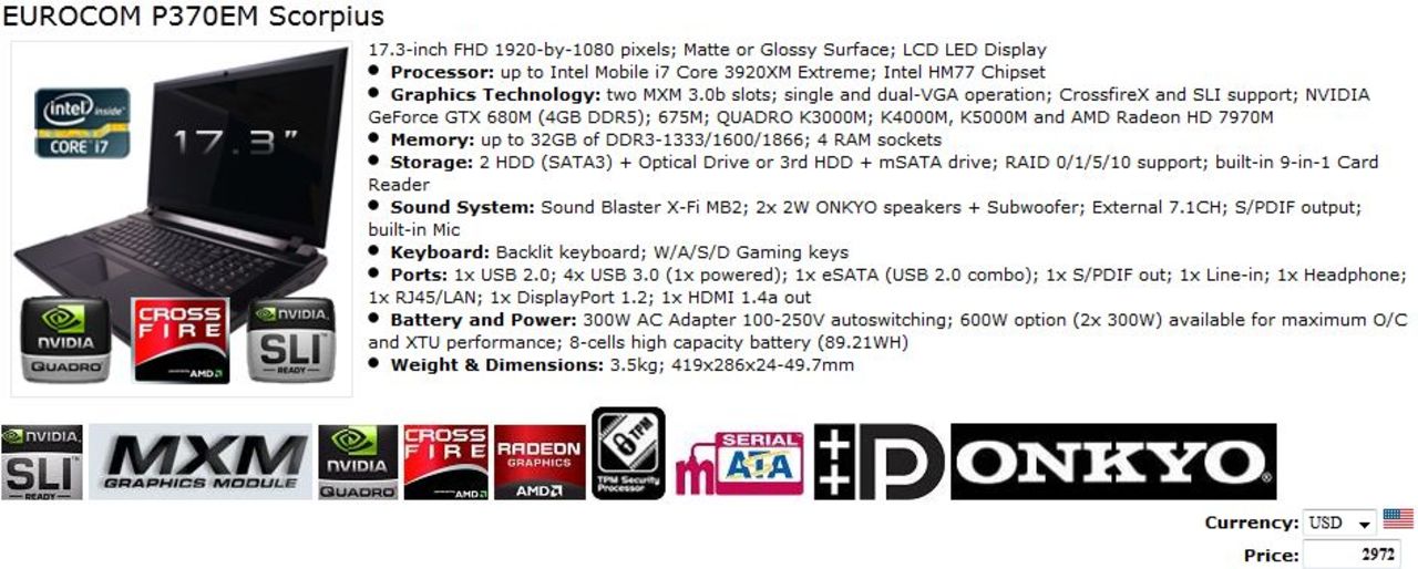 Eurocom P370EM Scorpius