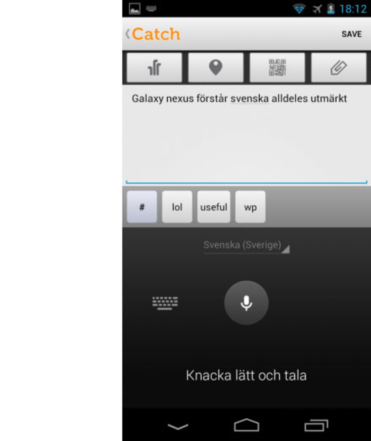 Röstinmatning på svenska till Android