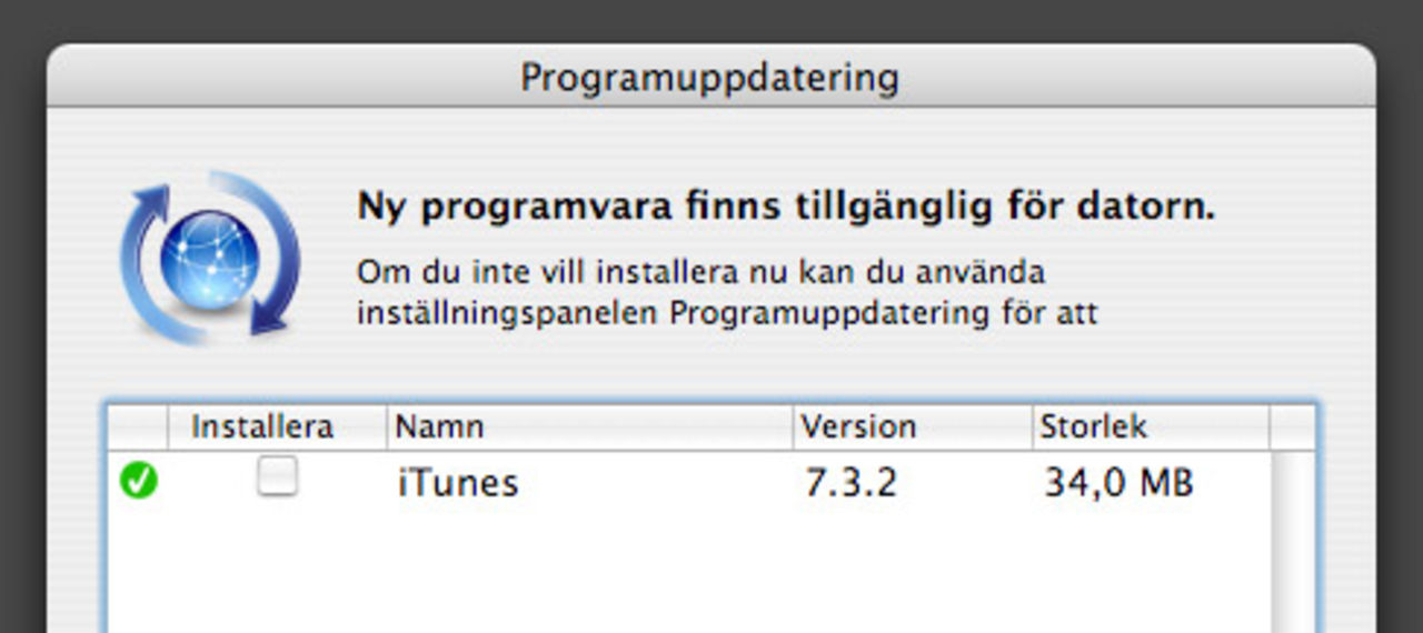 iTunes 7.3.2 i programuppdateringen