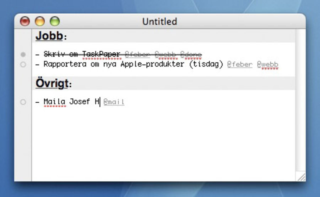 TaskPaper: en enklare att göra-lista