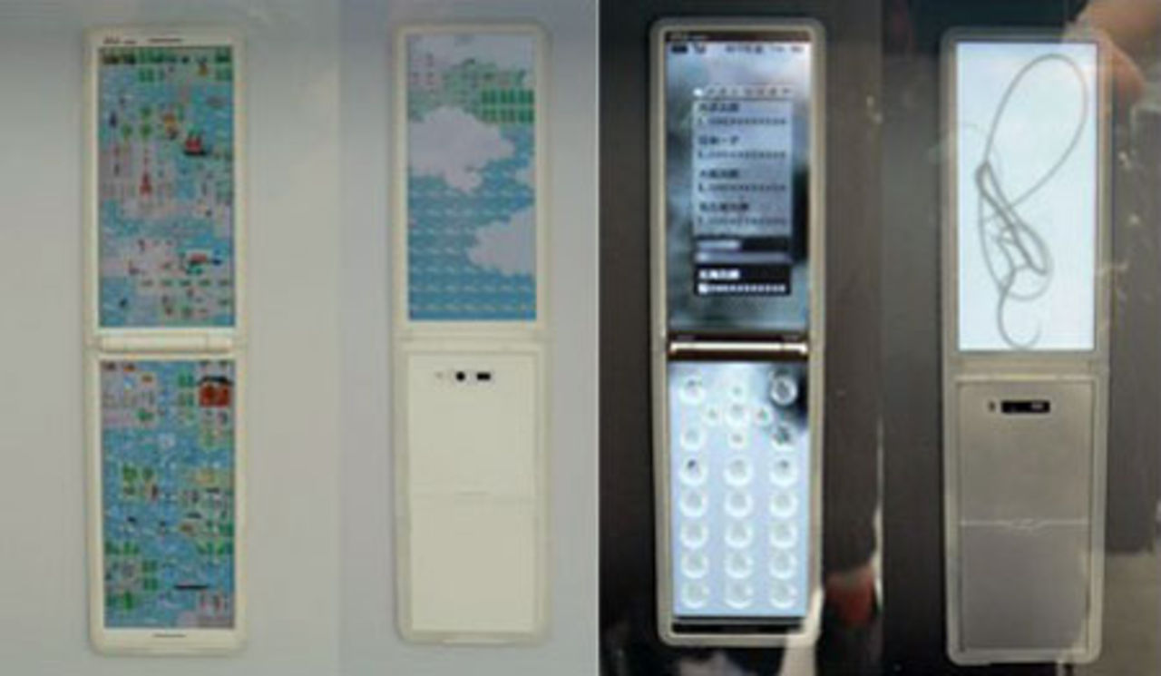 Telefon med tre skärmar