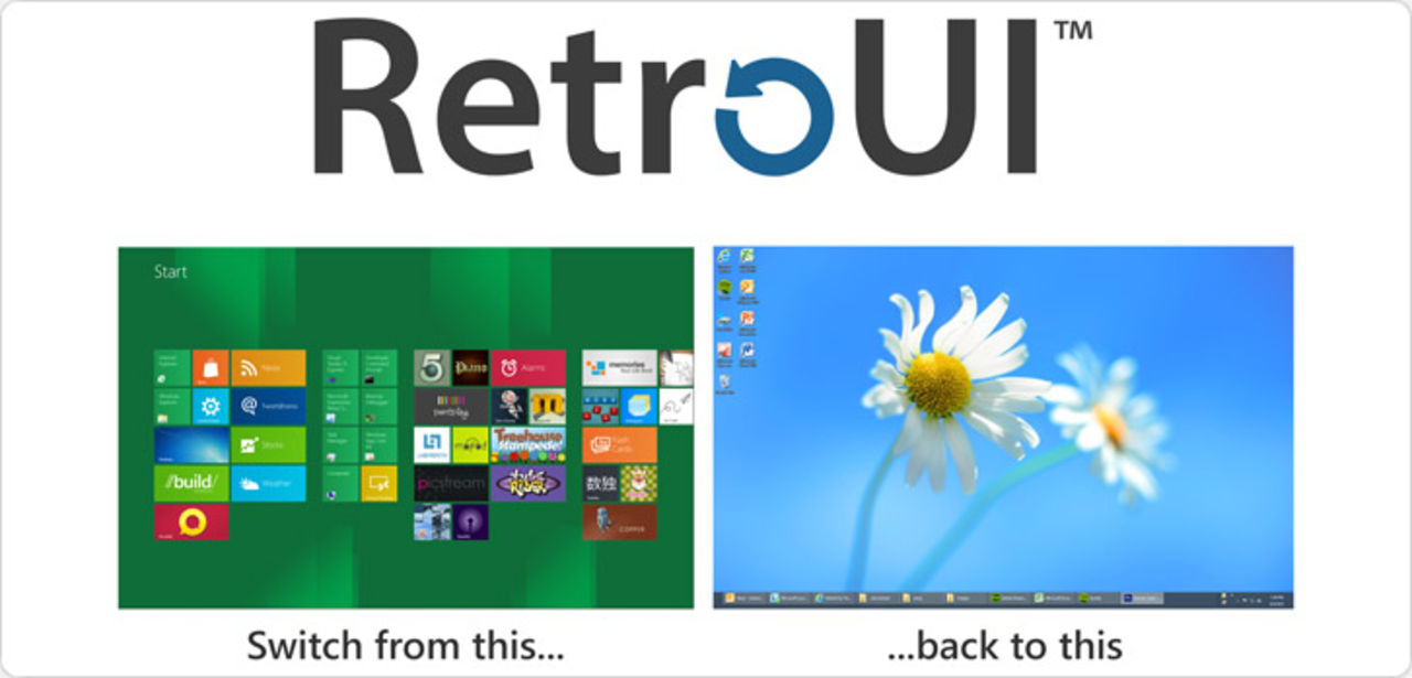 Thinix RetroUI skippar mycket av Modern UI Style