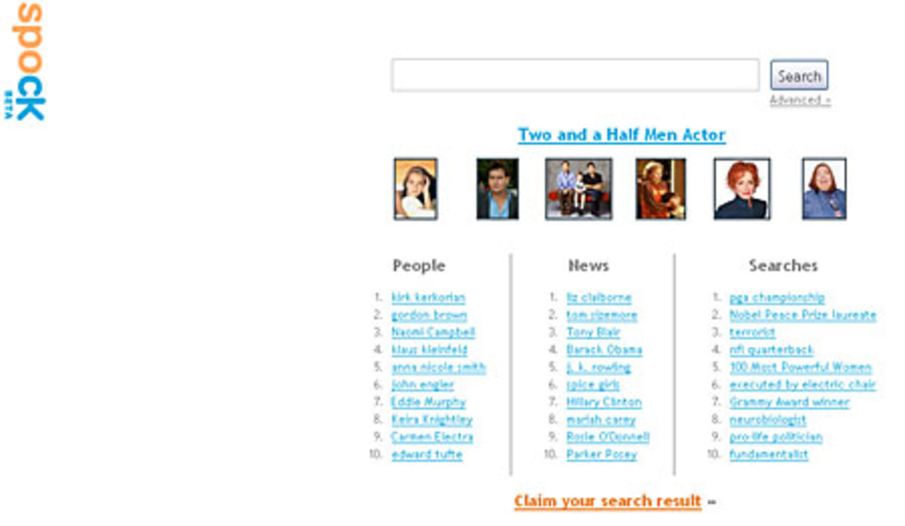 Spock.com är sökmotorn för personer