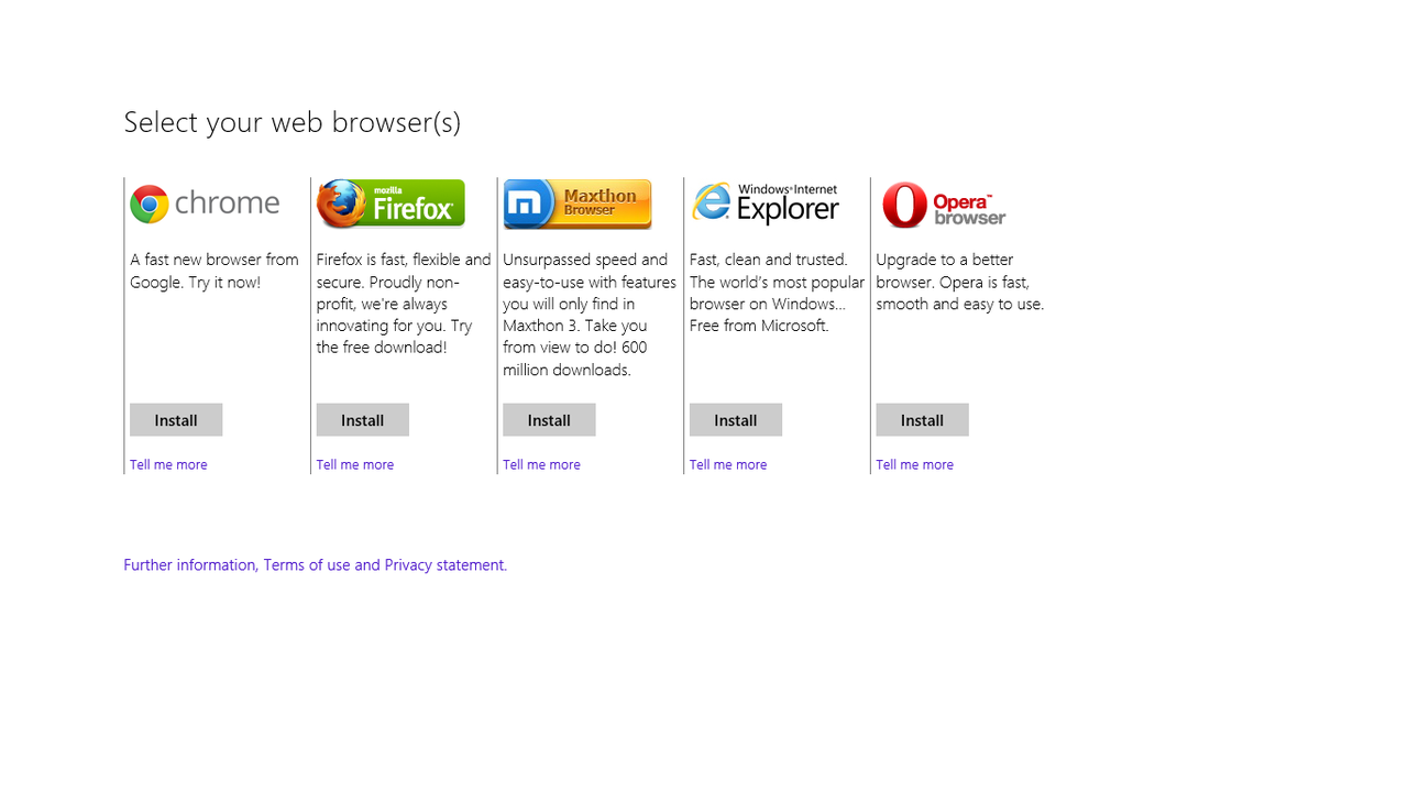 Microsoft lägger in val av webbläsare även i Windows 8