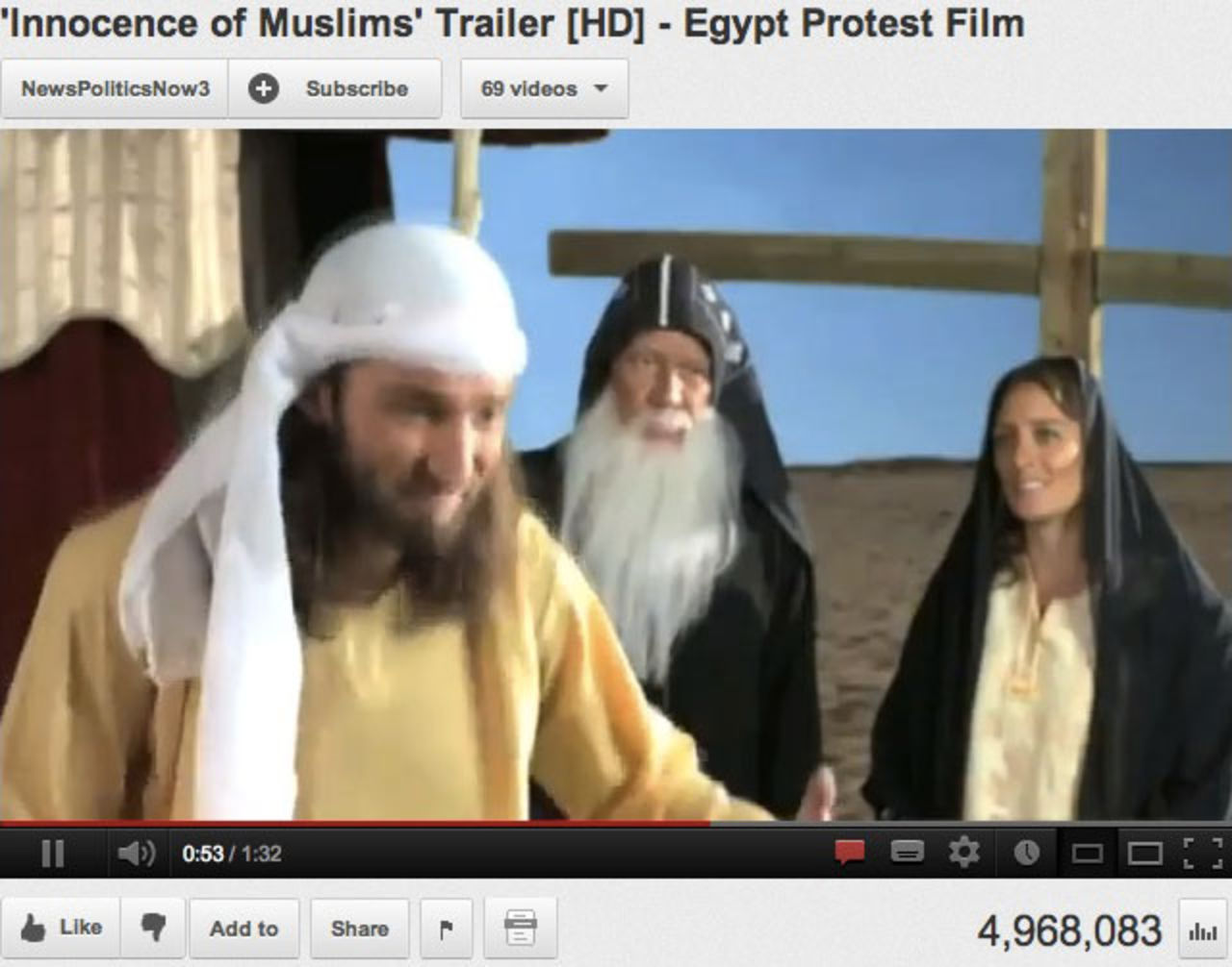 Google vägrar att ta bort Innocence of Muslims från YouTube