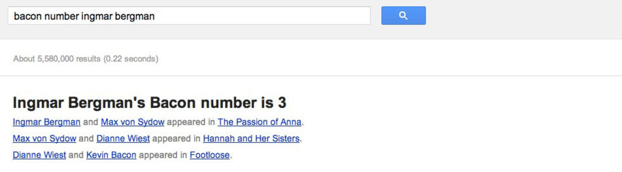 Google räknar ut kändisars relation till Kevin Bacon
