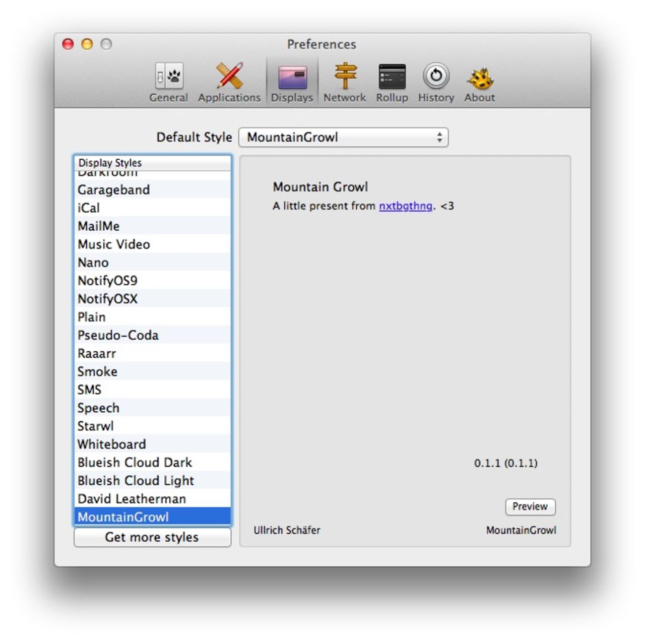 Styr Growl-notiser till notiscentret i OS X