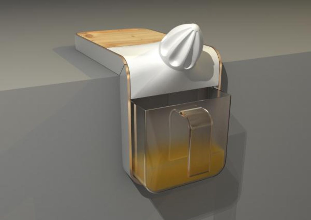 Juicepressen som kramar bänkskivan