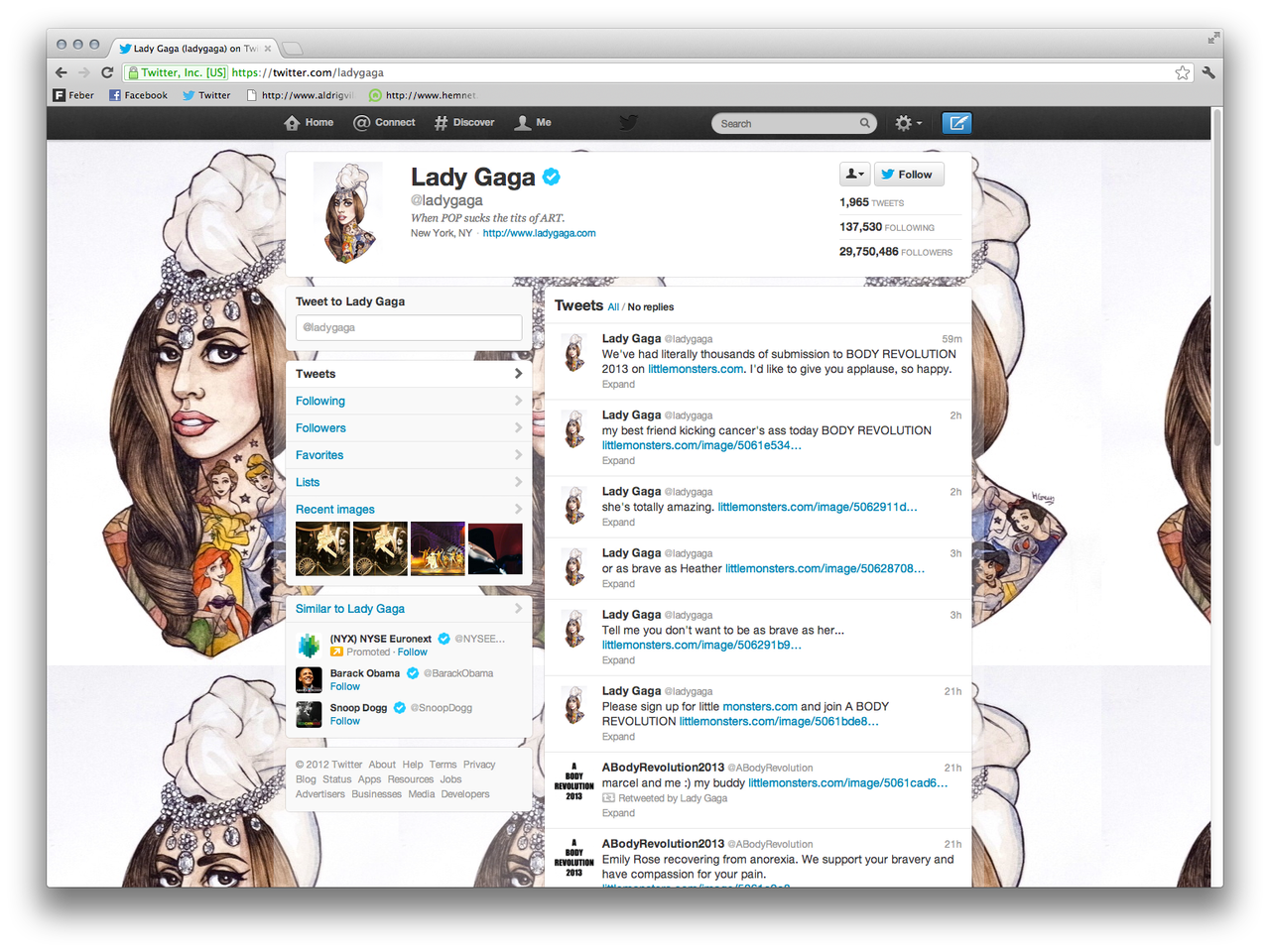 Lady Gaga snart uppe i 30 miljoner följare på Twitter