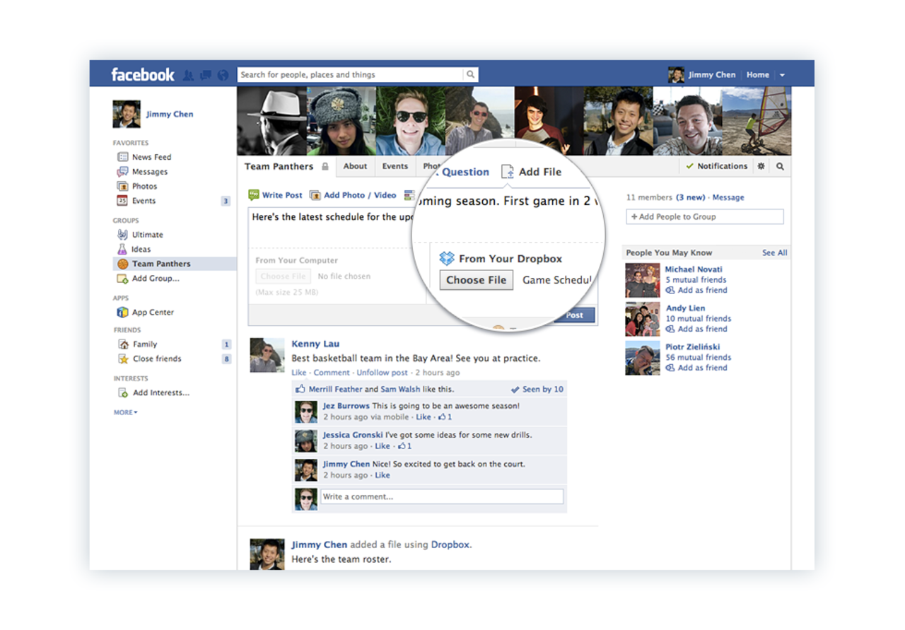 Dela Dropbox-filer från Facebook Groups