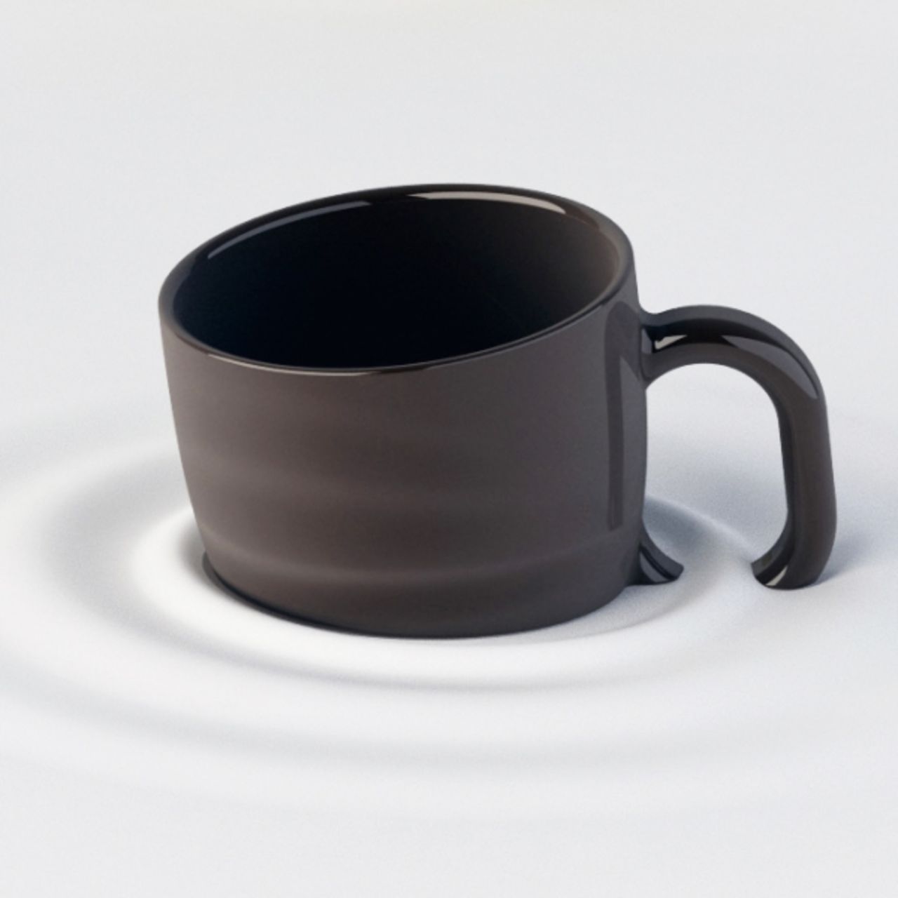 Kopp som är på väg ner genom bordet