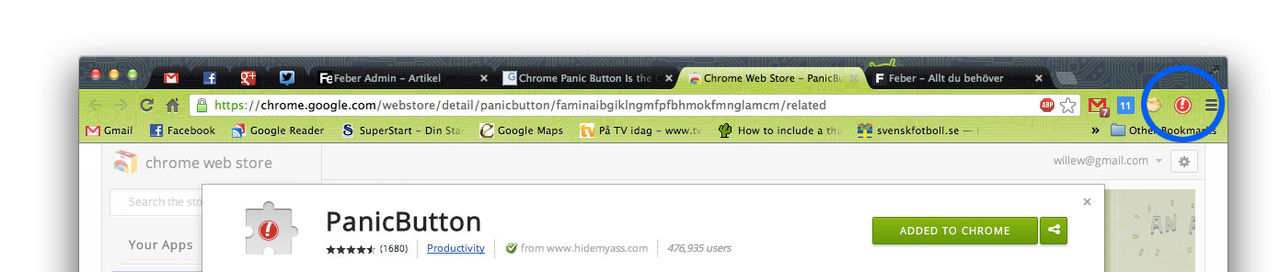 PanicButton-plugin till Chrome