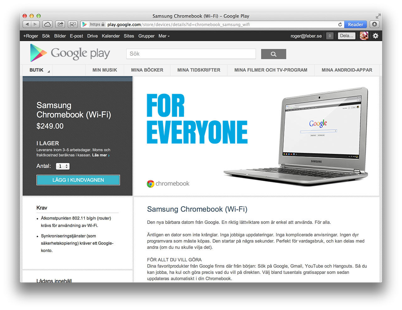 Nu finns Samsung Chromebook i Google Play