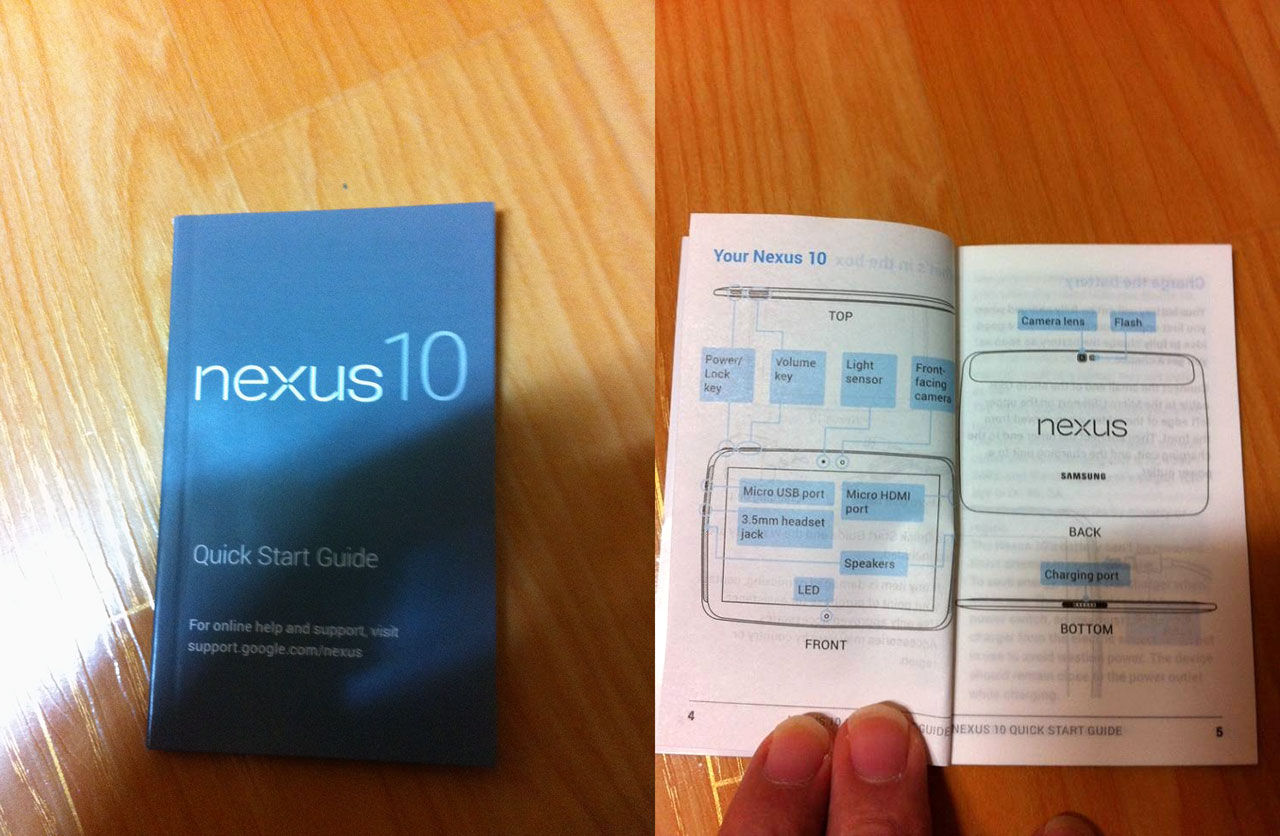 Manual visar Nexus 10