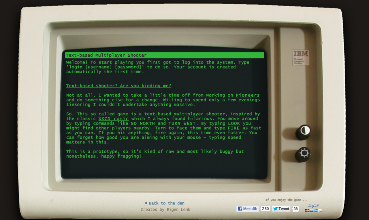Spela Text based multiplayer shooter