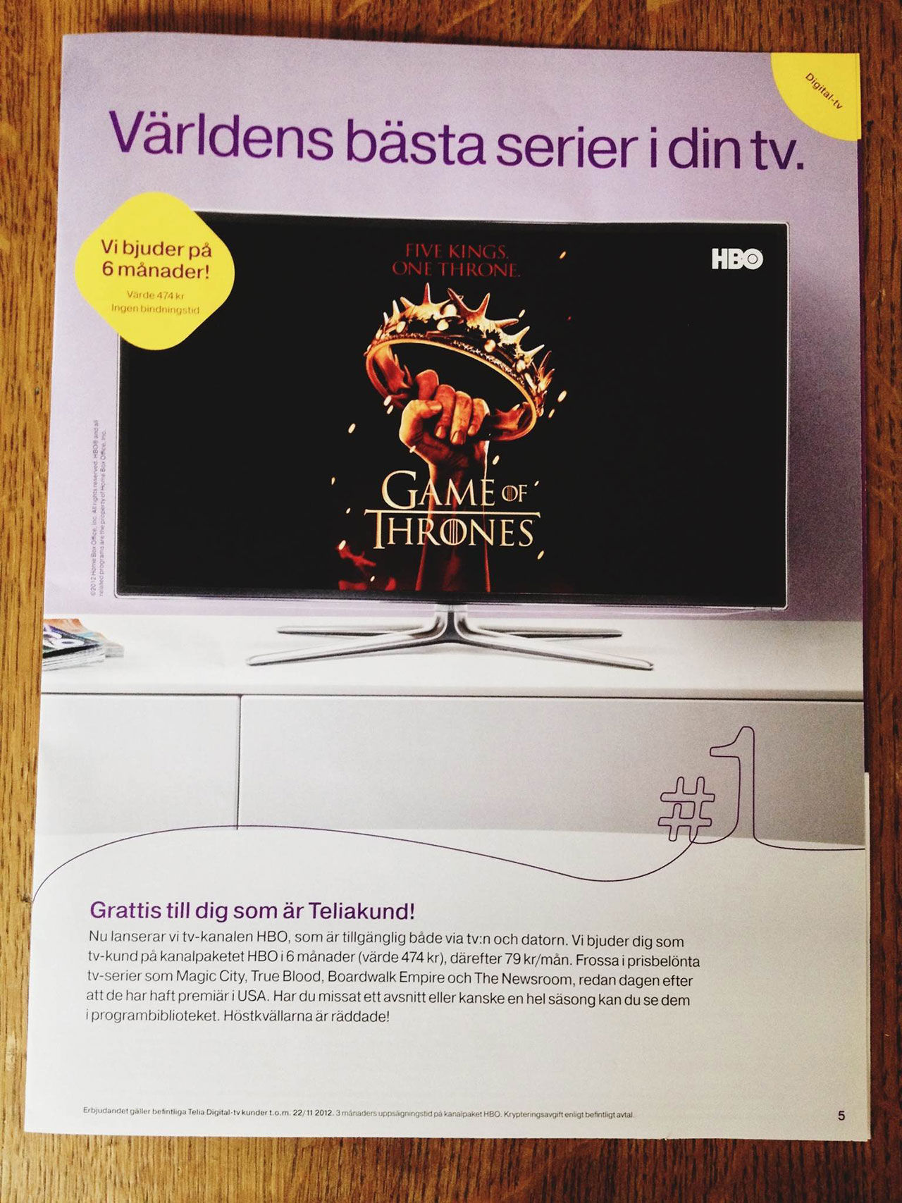 HBO gratis i ett halvår för Telia digital-tv-kunder