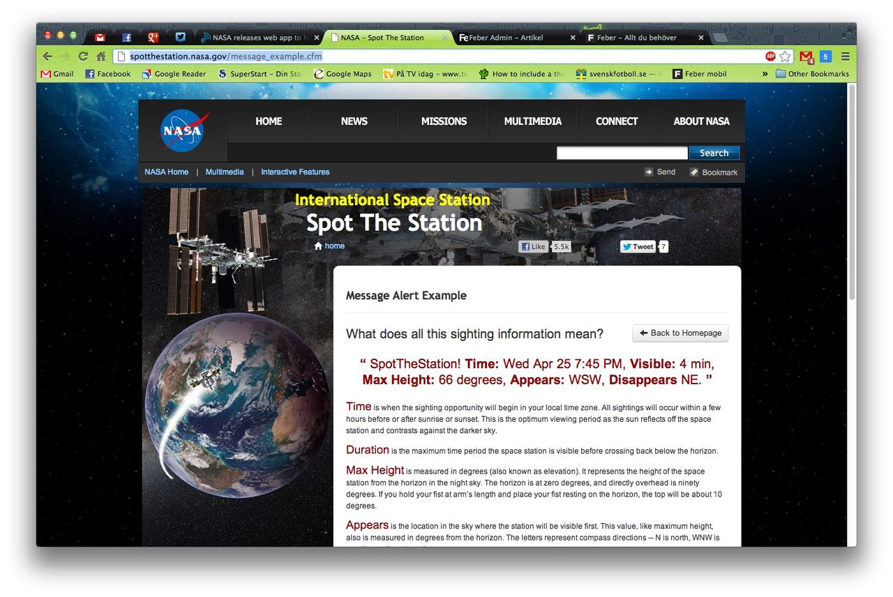 Ny tjänst från NASA berättar när du kan se ISS