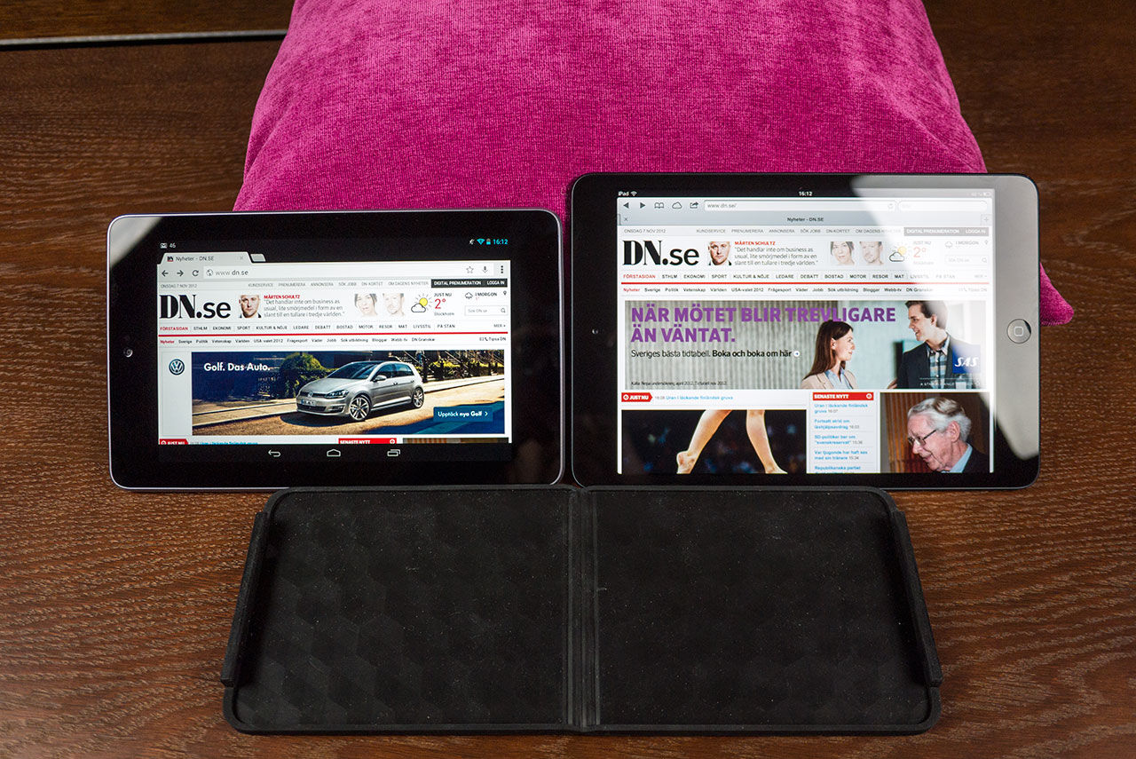 Så mycket webb ser du på iPad mini och Nexus 7