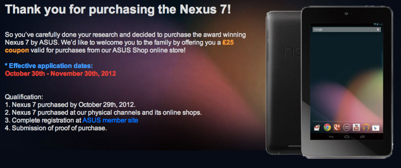 Nexus 7-köpare får presentkort från ASUS