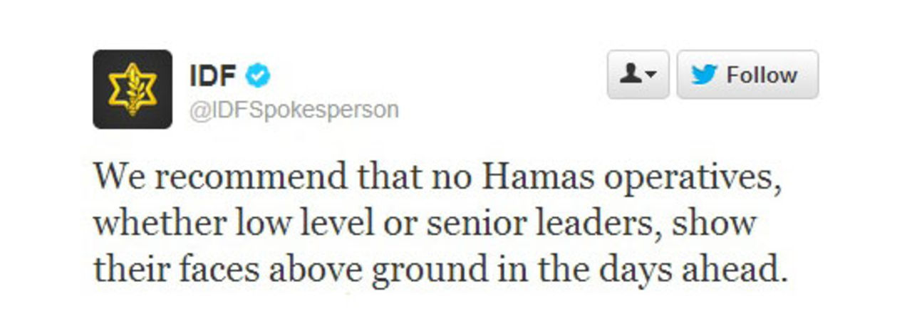 Israels militärs twitter-konto blev tillfälligt avstängt