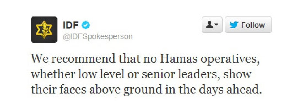 Israels militärs twitter-konto blev tillfälligt avstängt