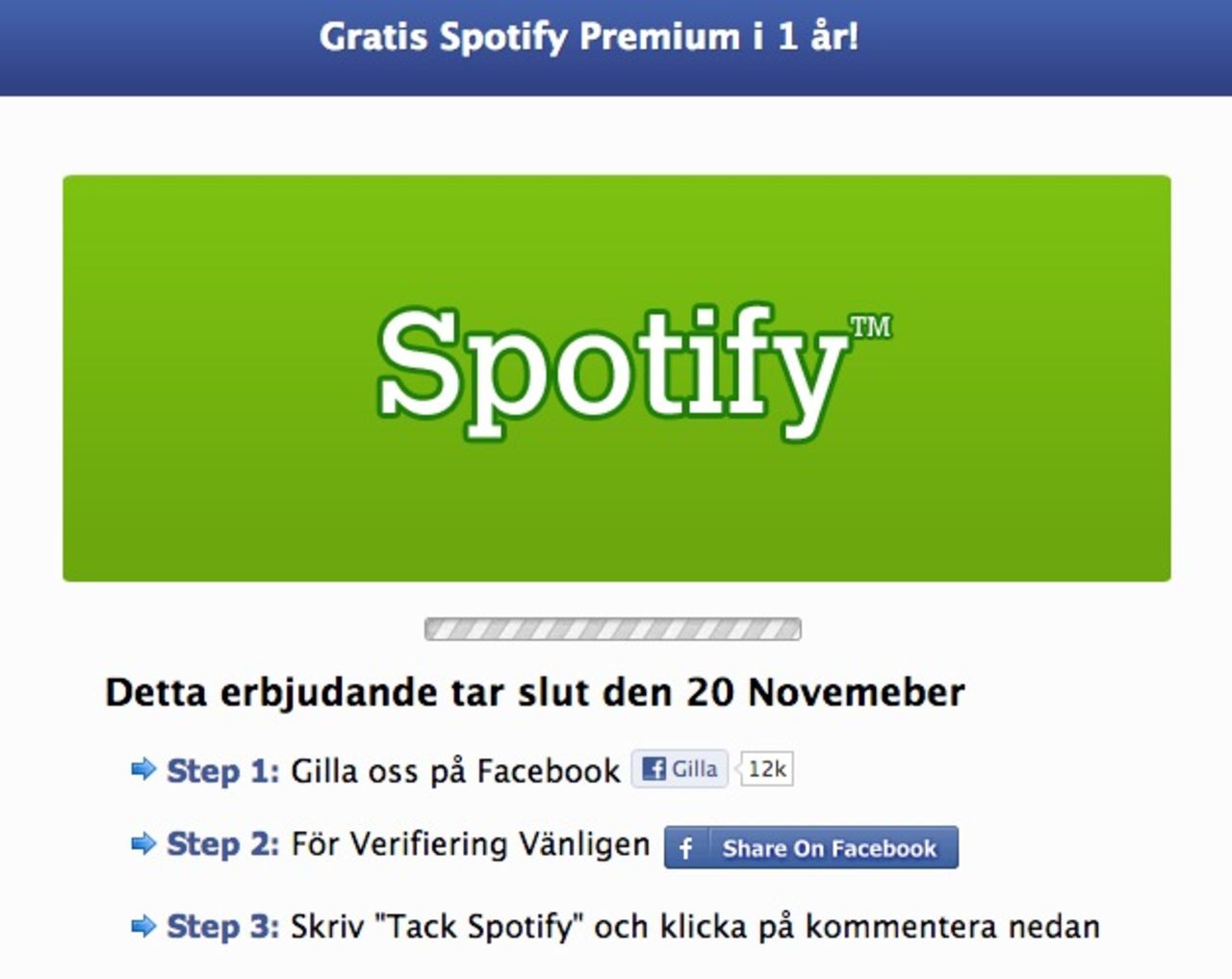 Spotify-bluff på Facebook
