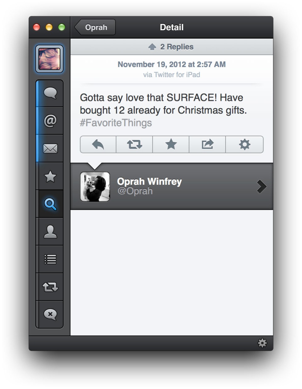 Oprah twittrar hur mycket hon älskar sin Surface...
