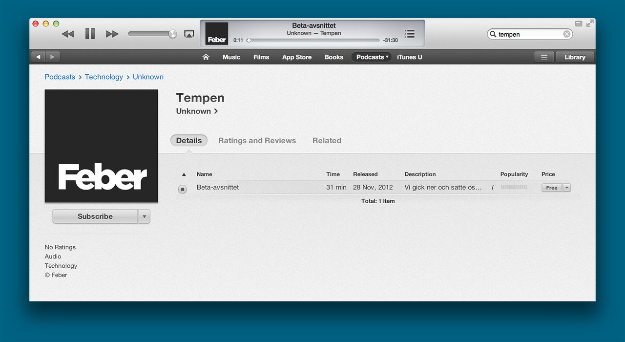 Nu finns Tempen i iTunes