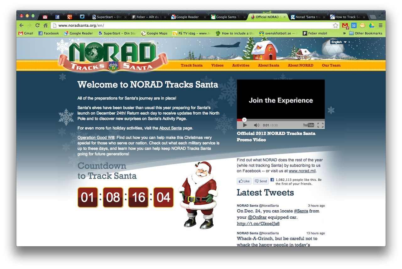 Följ tomten med Google eller Bing