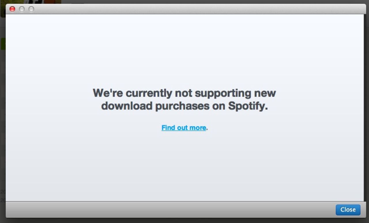 Ej möjligt att köpa musik på Spotify längre