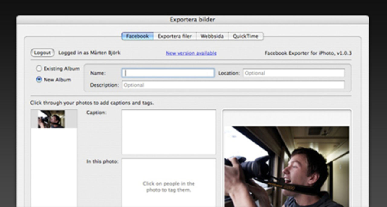Facebook Exporter får stöd för senaste iPhoto