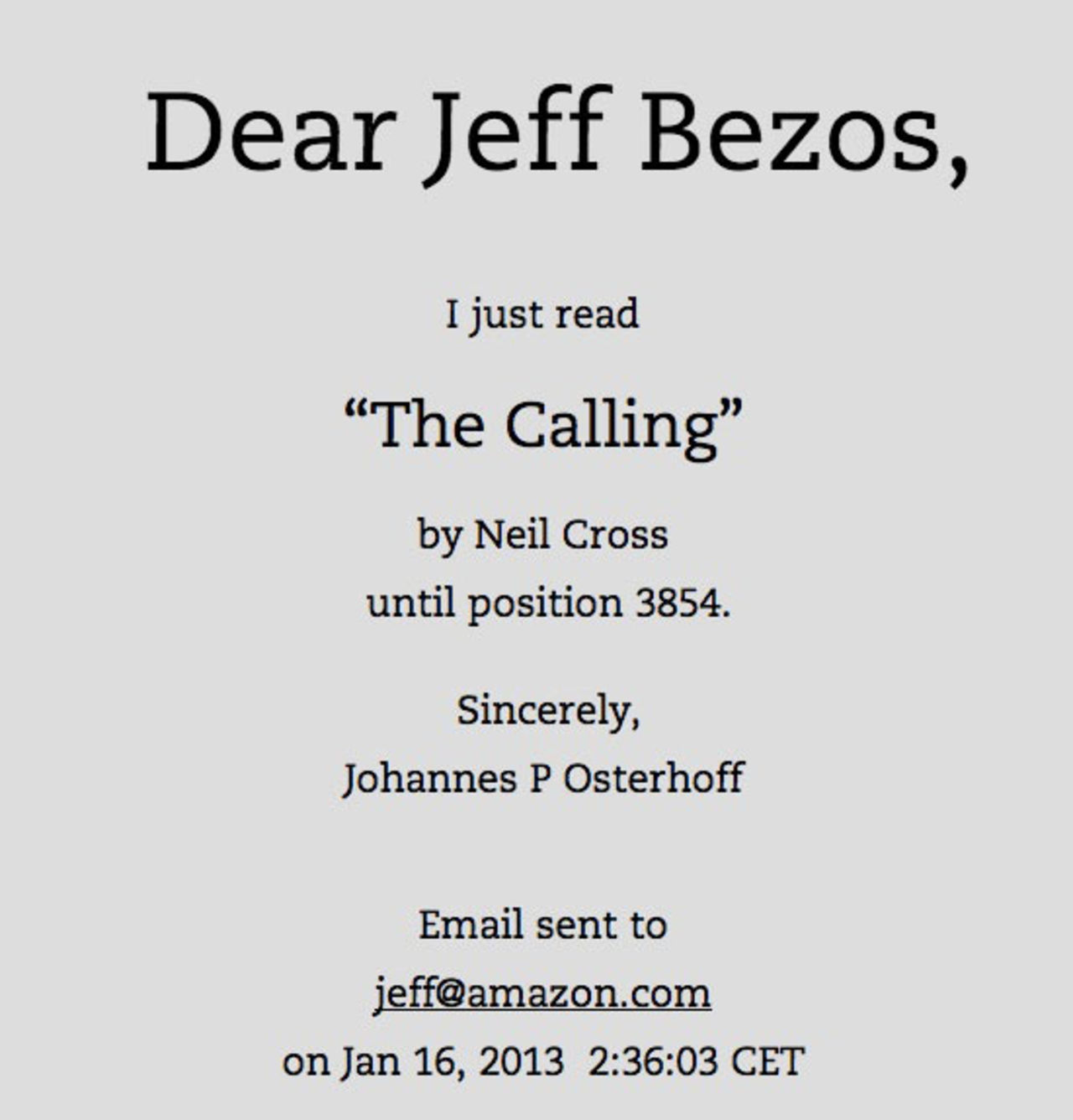 Snubbe mailar Amazons grundare varje gång han sätter ett bokmärke