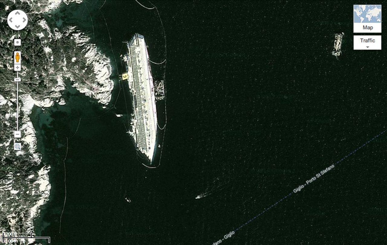 Kolla in Costa Concordia på Google Maps