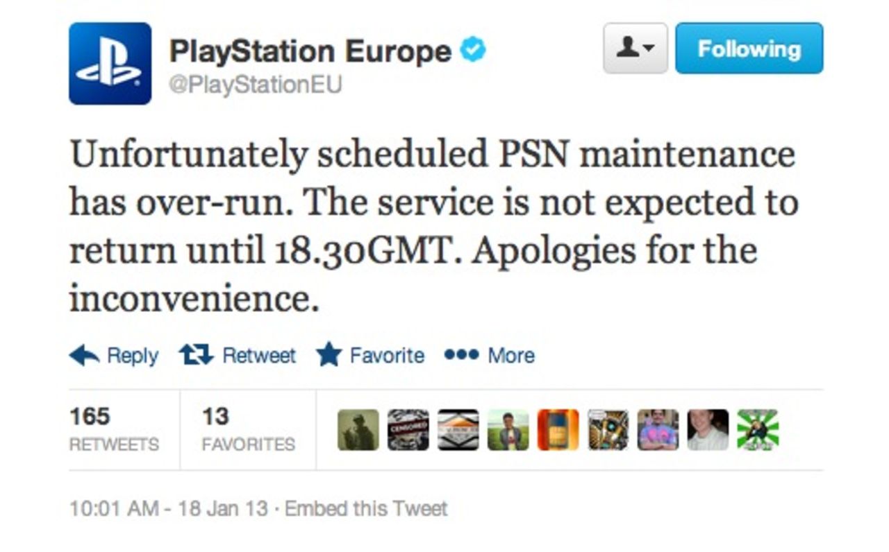 Förlängd underhållsperiod för PSN