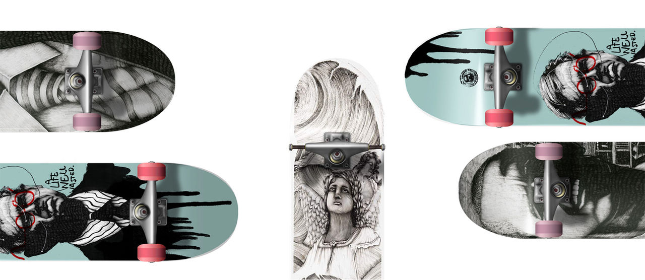 Mörka illustrationer möter skate