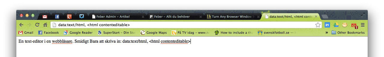 Redigera text i din webbläsare