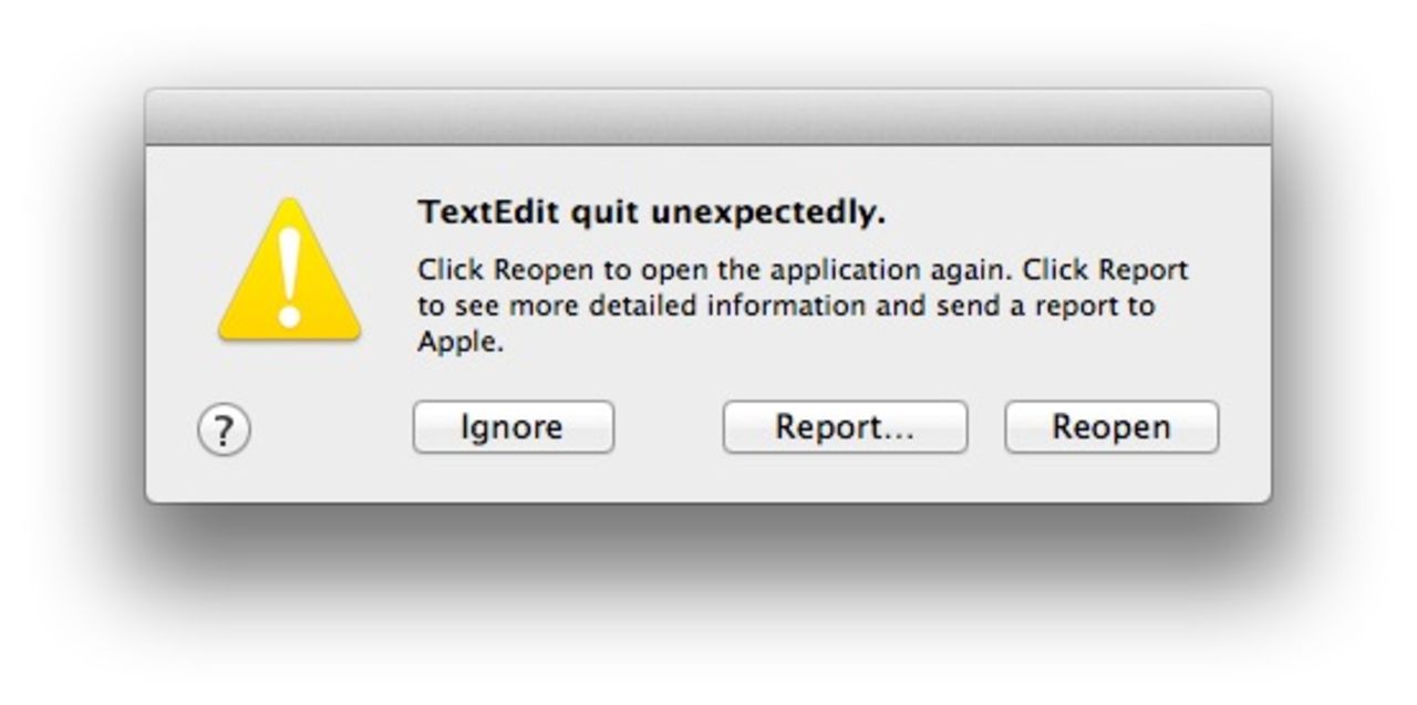 Kommando som kraschar appar på OS X Mountain Lion