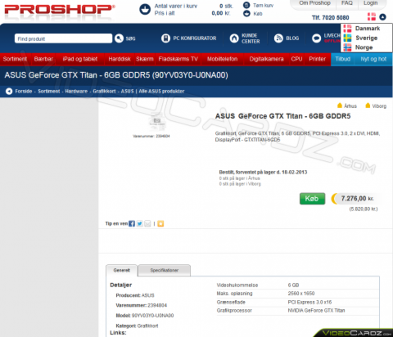 GeForce GTX Titan dyker upp i dansk onlinebutik