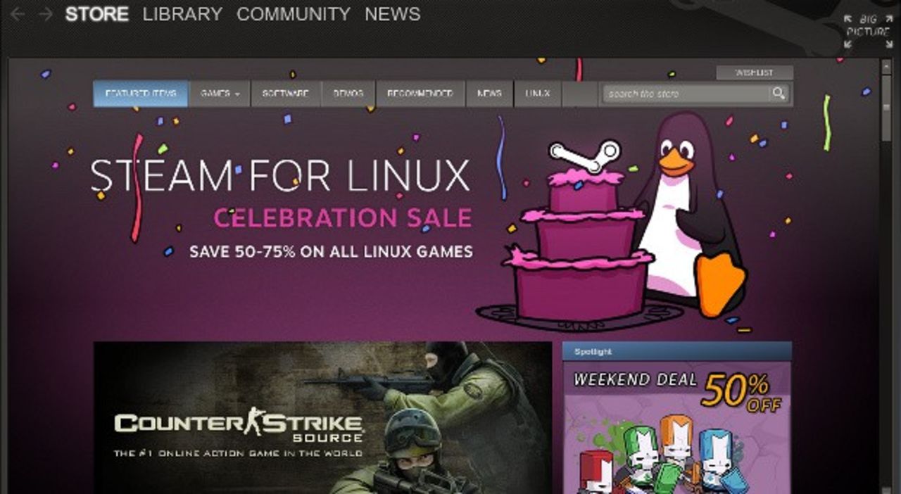 Linux-REA på Steam
