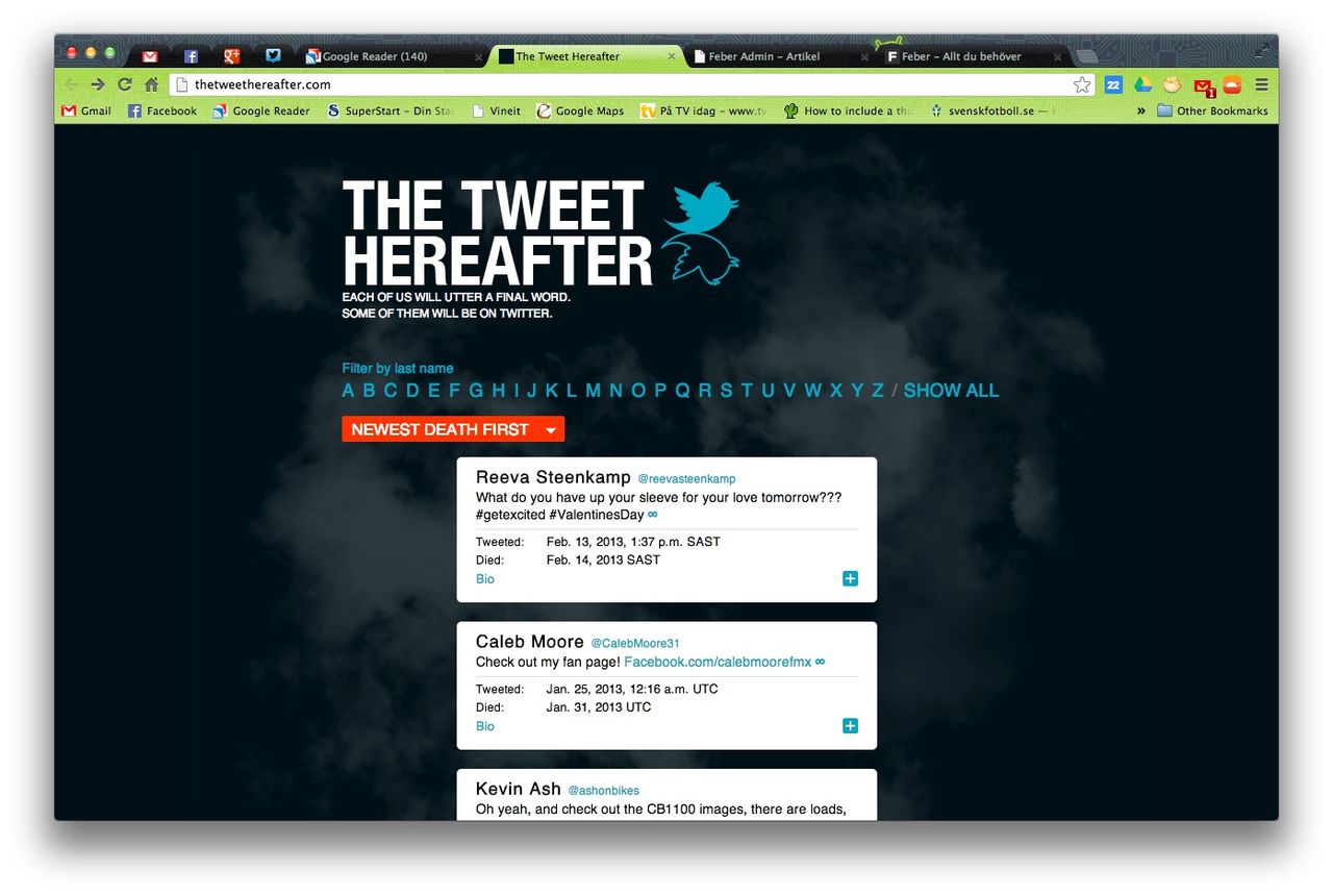 The Tweet Hereafter - twittrares sista tweet