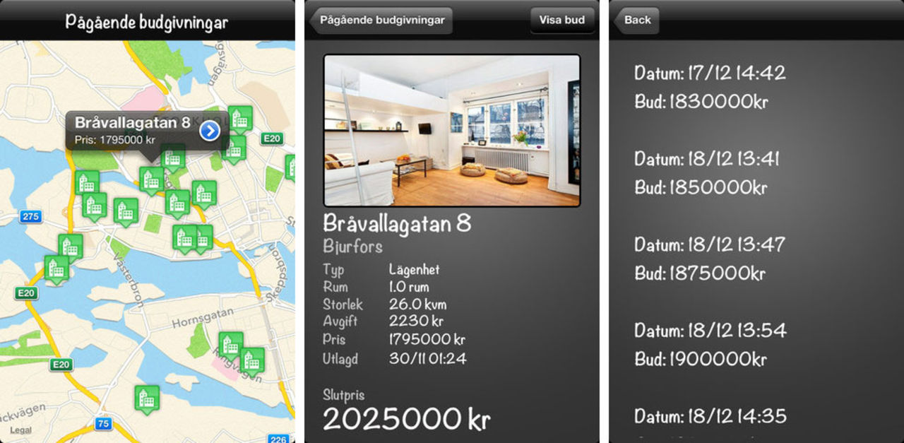 Följ budgivningar på bostäder i realtid