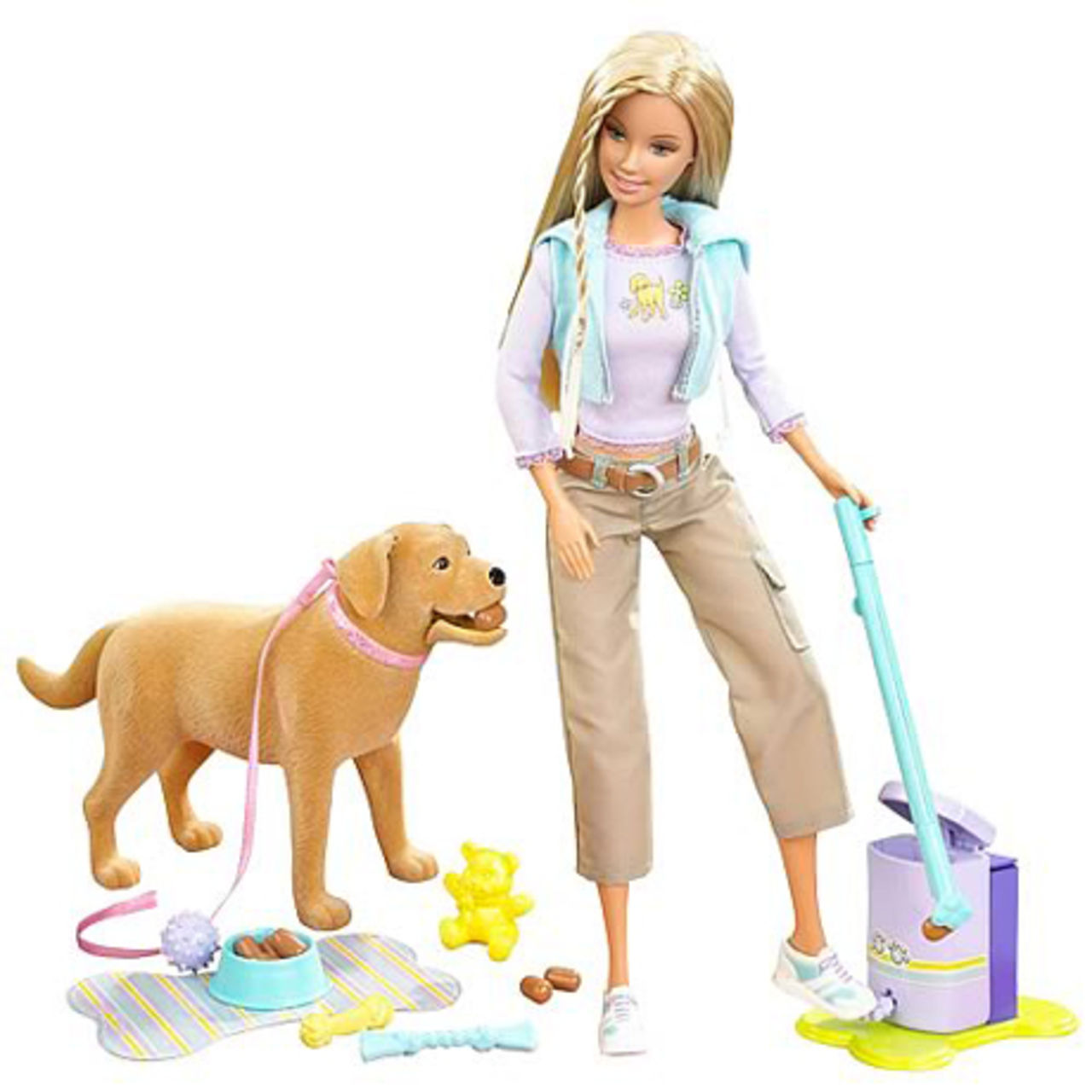 Barbie städar upp efter hunden