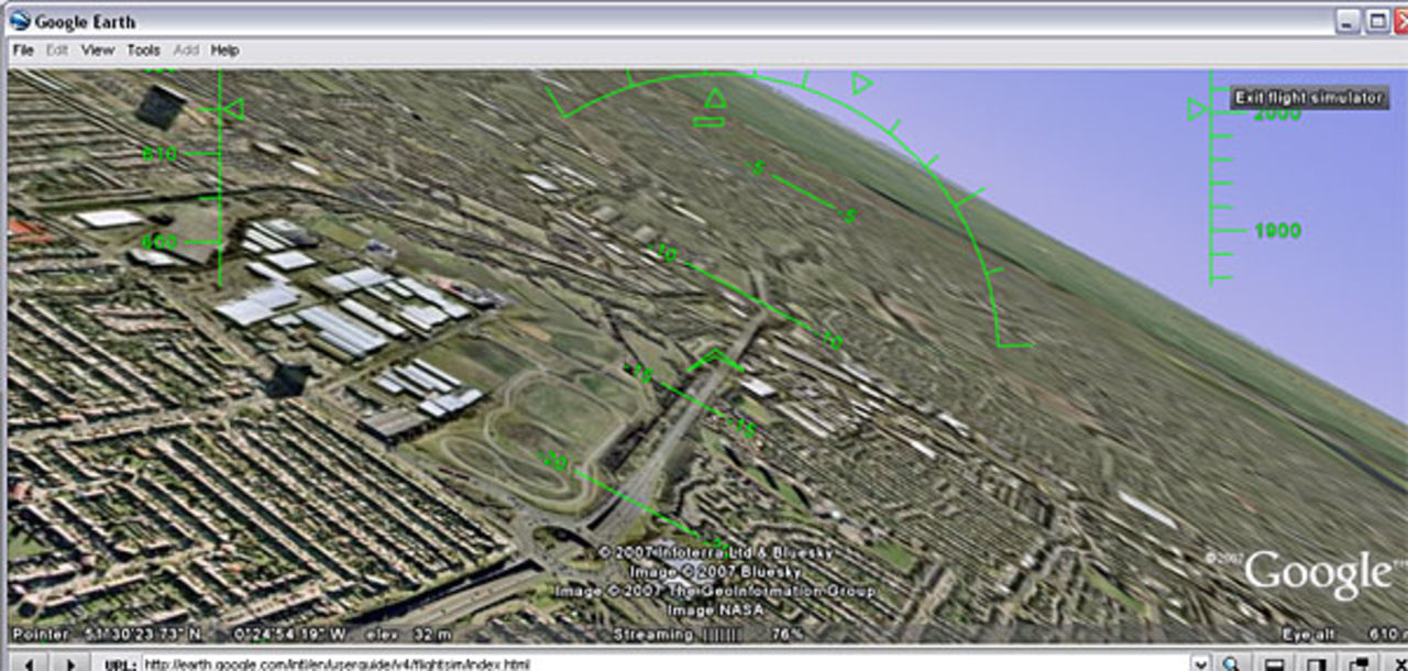 Flygsimulator i Google Earth